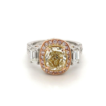 2.85カラットのGIA認定イエローCushionダイヤモンドのアールデコ風Ring – Assay Jewelers