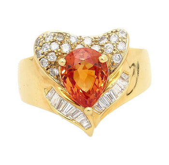 2.87 Carat Pear-Cut Orange Sapphire Heart Ring 18K Gold – Assay Jewelers