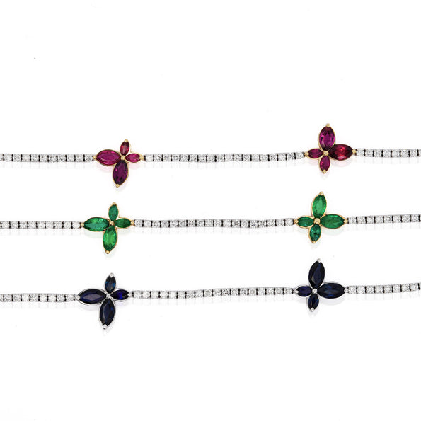 4 Carat Ruby Butterfly and Diamond Charm Tennis Bracelet