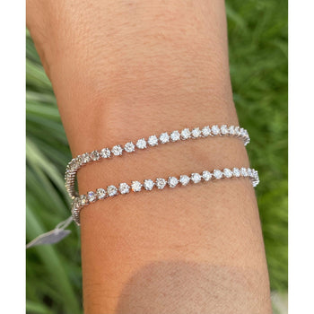 3 Carat Natural Diamond Tennis Ball Bracelet in 14k Solid White Gold – Assay Jewelers