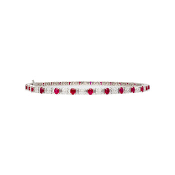 30 carats TW Collier tennis en platine avec rubis et diamants taille ovale – Assay Jewelers