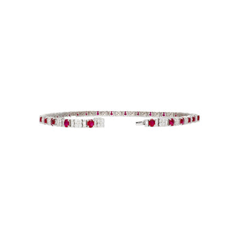 Collier tennis en platine avec rubis et diamants taille ovale, 30 carats TW – Assay Jewelers