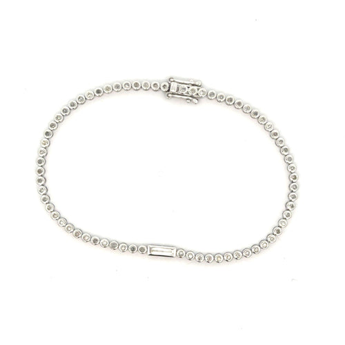 4 Carat Baguette & Round Diamond Bezel Set 14K White Gold Tennis Bracelet