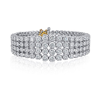 35 Carat TW Round Cut Diamond Platinum 4-Row Bracelet – Assay Jewelers