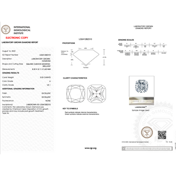 3.03カラット、Cushionカット、Hカラー、VS1クラリティのラボグロウンダイヤモンドをあしらったプラチナ Ring – Assay Jewelers
