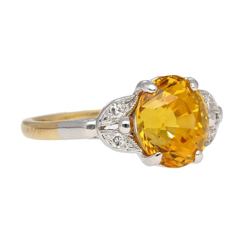 3.06 Carat Oval Cut Yellow Sapphire & Diamonds Ring in Platinum & 14K Gold Setting – Assay Jewelers