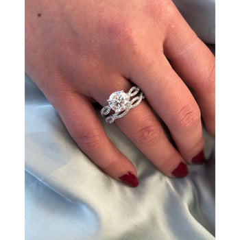 3.09 Carat Round, H color, VS2 clarity Lab Created Diamond in Curved 18k White Gold – Assay Jewelers