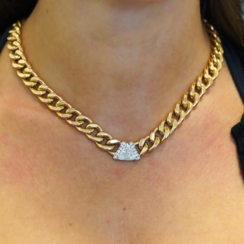 3.1 Carat Diamond Trillion In 14K Gold Cuban Chain Choker Necklace – Assay Jewelers