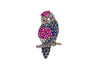 3.14 Carat Pink & Blue Sapphire & Diamond Pave in 18K White Gold Parrot Brooch