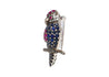 3.14 Carat Pink & Blue Sapphire & Diamond Pave in 18K White Gold Parrot Brooch