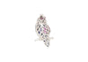 3.14 Carat Pink & Blue Sapphire & Diamond Pave in 18K White Gold Parrot Brooch