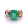 3.20 carat Oval Cut Colombian Emerald and Diamond Vintage Ring in 14k Gold