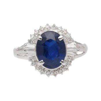 3.21 Carat Oval Cut Blue Sapphire and Diamond in Platinum Ring – Assay Jewelers