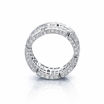 3.25 Carat Carre Square Diamond 18K White Gold 3 Row Brick Pattern Band Ring – Assay Jewelers