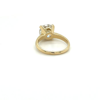 3.40カラット ラウンドカット F/VS2 ラボグロウンダイヤモンドのソリテールRing、14Kイエローゴールド – Assay Jewelers