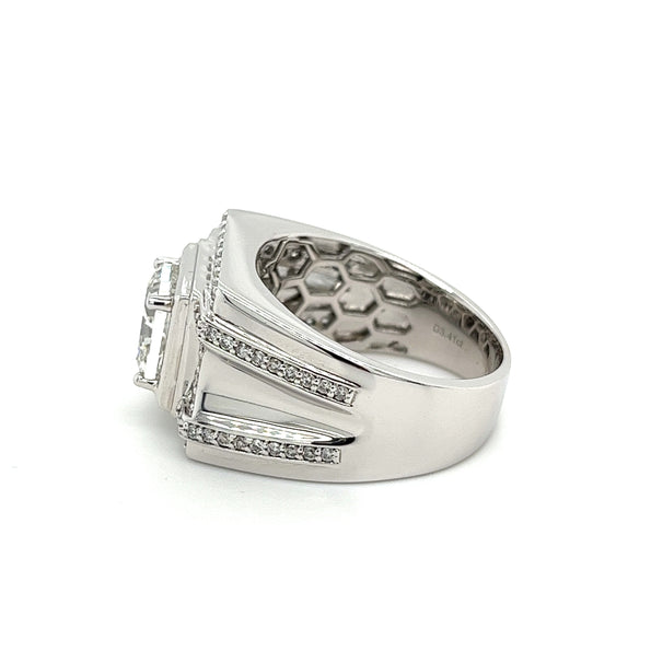 3.41 Carat Lab Diamond Mens Cluster Ring in 18K White Gold