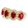 3.43 Carat Oval Cut Ruby and Diamond Halo Wedding Band Ring in 18K Gold