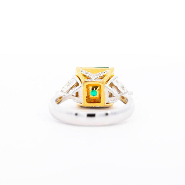 3.5 Carat Emerald & Diamond Three Stone Engagement Ring