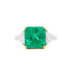 3.5 Carat Emerald & Diamond Three Stone Engagement Ring
