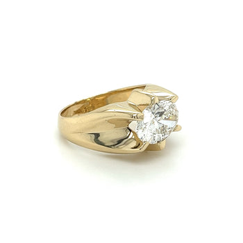 3.5 Carat Lab Diamond Oval Cut Solitaire Mens Ring in 14K Yellow Gold – Assay Jewelers
