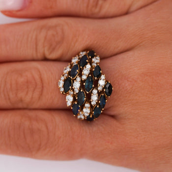 3.50 CT Blue Sapphire and 1.0 CTW Diamond Cluster Ring in 18K Gold – Assay Jewelers