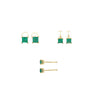 3mm-4mm Colombian Emerald Square-Cut Stud Earrings in 18k Gold