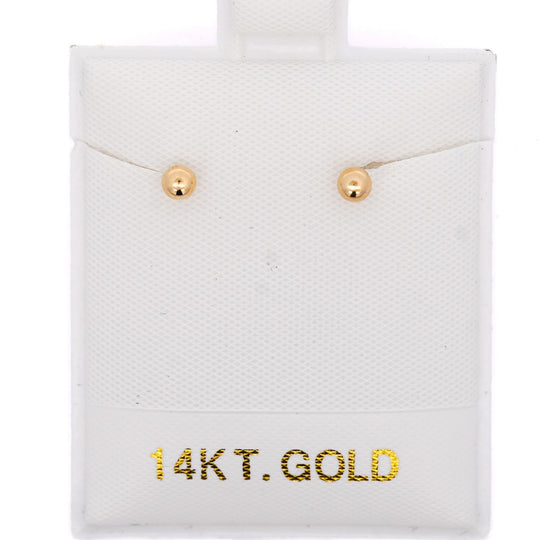 3mm Classic 14K Gold Ball Stud Earrings with Screw Backs