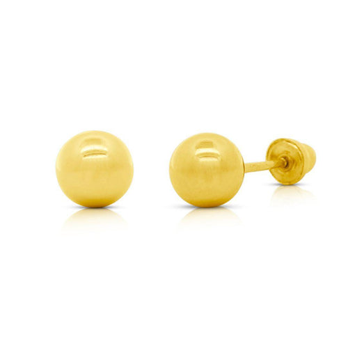 3mm Classic 14K Gold Ball Stud Earrings with Screw Backs