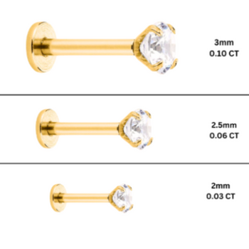 2.5mm Diamond in 14K Gold Flat Back Single Stud Earring – Assay Jewelers