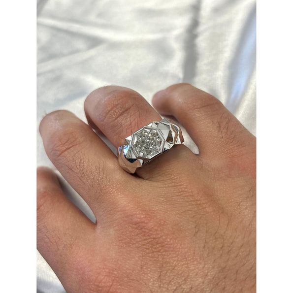 4 Carat Octagon Lab Grown Diamond Men's Ring in Platinum