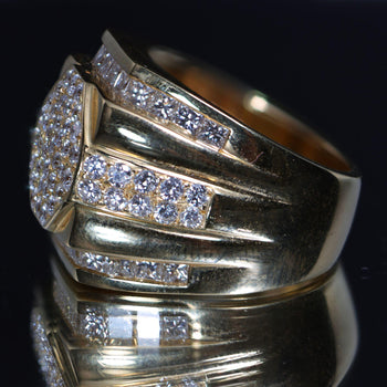 4 Carat Princess & Round Diamond 18K Gold Cluster Mens Statement Ring – Assay Jewelers
