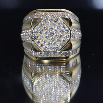 4 Carat Princess & Round Diamond 18K Gold Cluster Mens Statement Ring – Assay Jewelers