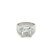 4 Carat Radiant Cut Lab Grown Diamond Ring With Half Moon Side Stone in 14K White Gold