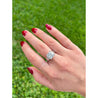 4 Carat Radiant Cut Lab Grown Diamond Ring With Half Moon Side Stone in 14K White Gold