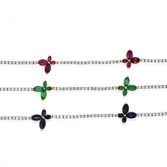 4 Carat Ruby Butterfly and Diamond Charm Tennis Bracelet