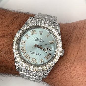 41MM Rolex Datejust With Light Blue Dial Roman Numerals Year 2010 Watch – Assay Jewelers