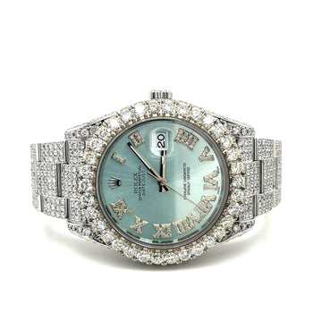 41MM Rolex Datejust With Light Blue Dial Roman Numerals Year 2010 Watch – Assay Jewelers