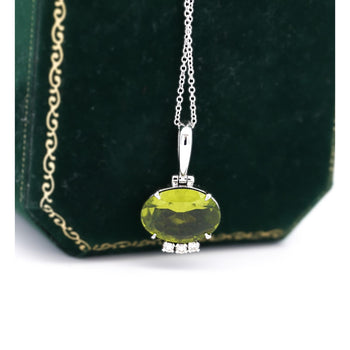 4.09 Carat Peridot Pendant Necklace in 18K White Gold Cable Chain – Assay Jewelers