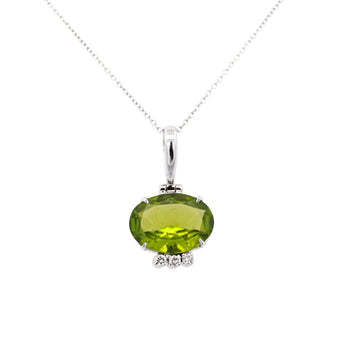 4.09 Carat Peridot Pendant Necklace in 18K White Gold Cable Chain – Assay Jewelers