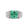 4.17 Carat Colombian Emerald & Diamond Unisex 14K White Gold Ring