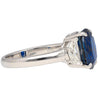 4.22ct Vivid Blue Oval Cut Sapphire & Diamond 3 Stone Ring