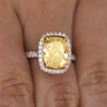 4.36 Carat Elongated Cushion Fancy Yellow Diamond Halo 18K Engagement Ring