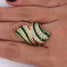 4.42 Carat Emerald & Diamond Pave 18K Gold Bypass Cluster Ring