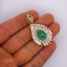 4.5 Carat Pear Cut Colombian Emerald & Diamond 18K Pendant Necklace