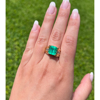 4.60 Carat Natural Colombian Emerald & Diamond 14K Gold Unisex Ring – Assay Jewelers
