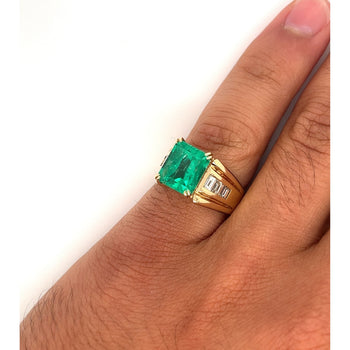 4.60 Carat Natural Colombian Emerald & Diamond 14K Gold Unisex Ring – Assay Jewelers