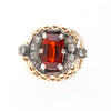 4.65 Carat Spessartine Garnet Diamond Lattice Wide Band 18K Two Tone Gold Ring