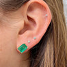 4.7 Carat TW Natural Green Emerald Stud Earrings in 14K Solid Yellow Gold