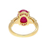 4.93 Carat Cabochon Cut Ruby & Oval Cut Diamond Three Stone 18K Ring