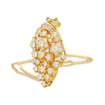 5 CTTW Diamond Cluster Multi Cut Pendant in 18K Yellow Gold Necklace – Assay Jewelers